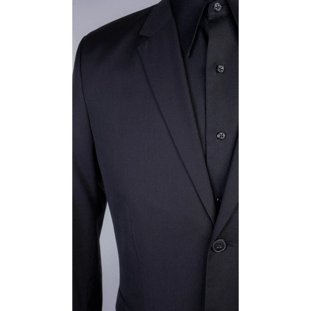 H&M Mens Blazer Jacket Size 42R Slim Fit Black Sport Coat Two Button Poly